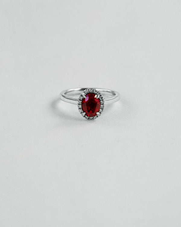 Ruby Halo Diamond Ring