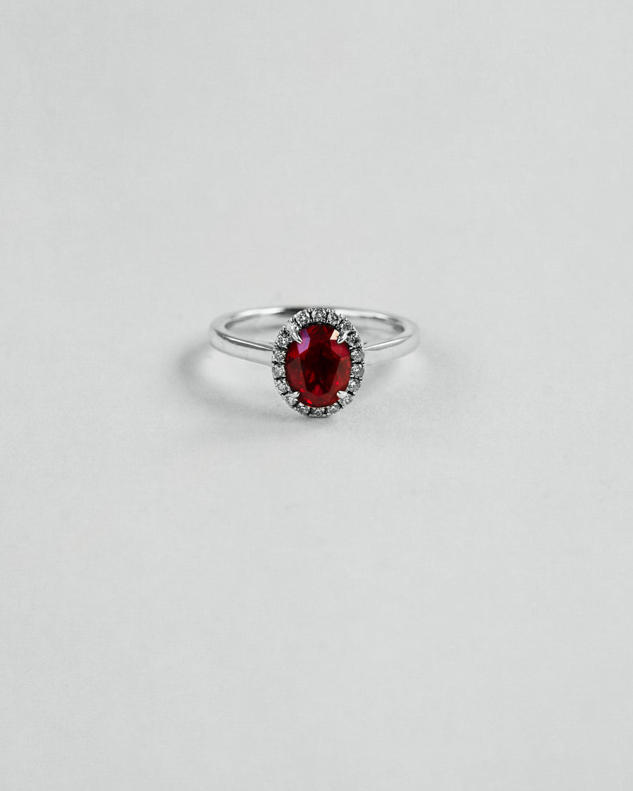 Ruby Halo Diamond Ring