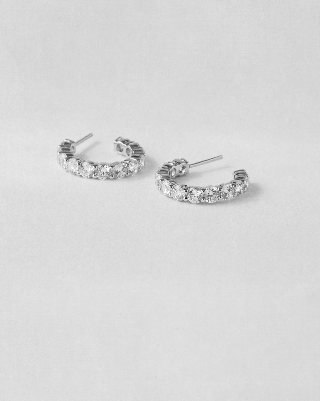 Shared Prong Diamond Hoop Earrings
