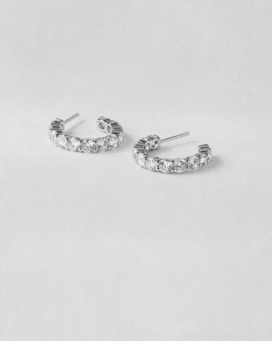 Shared Prong Diamond Hoop Earrings