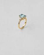 Aquamarine Sapphire Three Stone Ring — Yellow gold