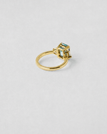 Aquamarine Sapphire Three Stone Ring — Yellow gold