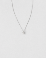 Classic Four Prong Diamond Necklace — White gold