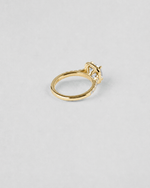 Cushion Cut Halo Engagement Ring — Yellow gold