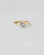 Donut Pavé Halo Round Cut Engagement Ring — Yellow gold