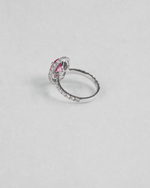 Double Halo Pink Sapphire Ring — White gold