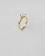 Cross Over Solitaire Engagement Ring — Yellow gold