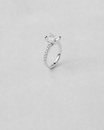 Emerald Cut Pavé Engagement Ring — White gold