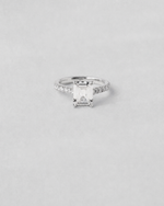 Emerald Cut Pavé Engagement Ring — White gold