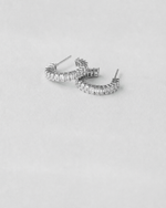 Emerald Cut Half Hoop Earrings — White gold