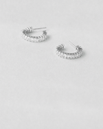 Emerald Cut Half Hoop Earrings — White gold