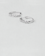 Emerald Cut Huggie Hoop Earrings — White gold