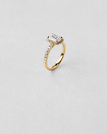 Emerald Cut Halo Engagement Ring — Yellow gold