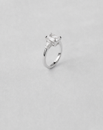 Emerald Cut Three Stone Engagement Ring — White gold