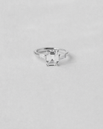 Emerald Cut Three Stone Engagement Ring — White gold