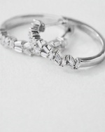 Emerald Cut Huggie Hoop Earrings — White gold