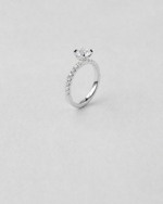 Modern Round Cut Pavé Engagement Ring — White gold