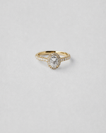 Oval Cut Halo Engagement Ring — Yellow gold