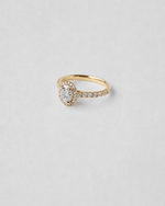 Oval Cut Halo Engagement Ring — Yellow gold