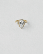 Pear Cut Halo Engagement Ring — Yellow gold