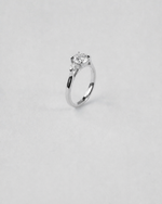 Pear Cut Three Stone Engagement Ring — White gold