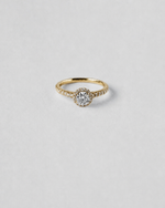 Round Cut Halo Engagement Ring — Yellow gold