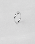 Round Cut Three Stone Engagement Ring — White gold