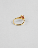 Ruby Halo Diamond Ring — Yellow gold