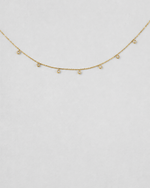 Seven Diamonds Bezel Necklace — Yellow gold