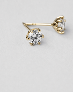 Six Prong Diamond Stud Earrings — Yellow gold