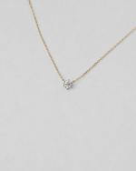 Six Prong Solitaire Diamond Necklace — Yellow gold