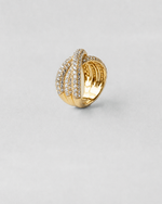 Cross Over Pavé Diamond Ring — Yellow gold
