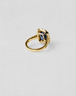 Cushion Cut Sapphire Ring — Yellow gold