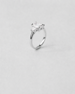 Trapeze Cut Three Stone Engagement Ring — White gold