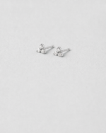 Triple Diamond Stud Earrings — White gold