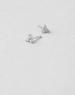 Triple Diamond Stud Earrings — White gold