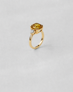 Yellow Sapphire Three Stone Ring — Yellow gold