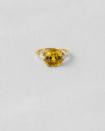 Yellow Sapphire Three Stone Ring — Yellow gold