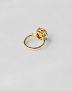 Yellow Sapphire Three Stone Ring — Yellow gold