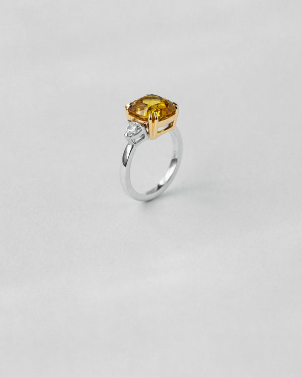Yellow Sapphire Three Stone Ring