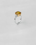 Yellow Sapphire Three Stone Ring