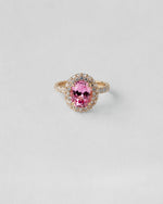 Double Halo Pink Sapphire Ring