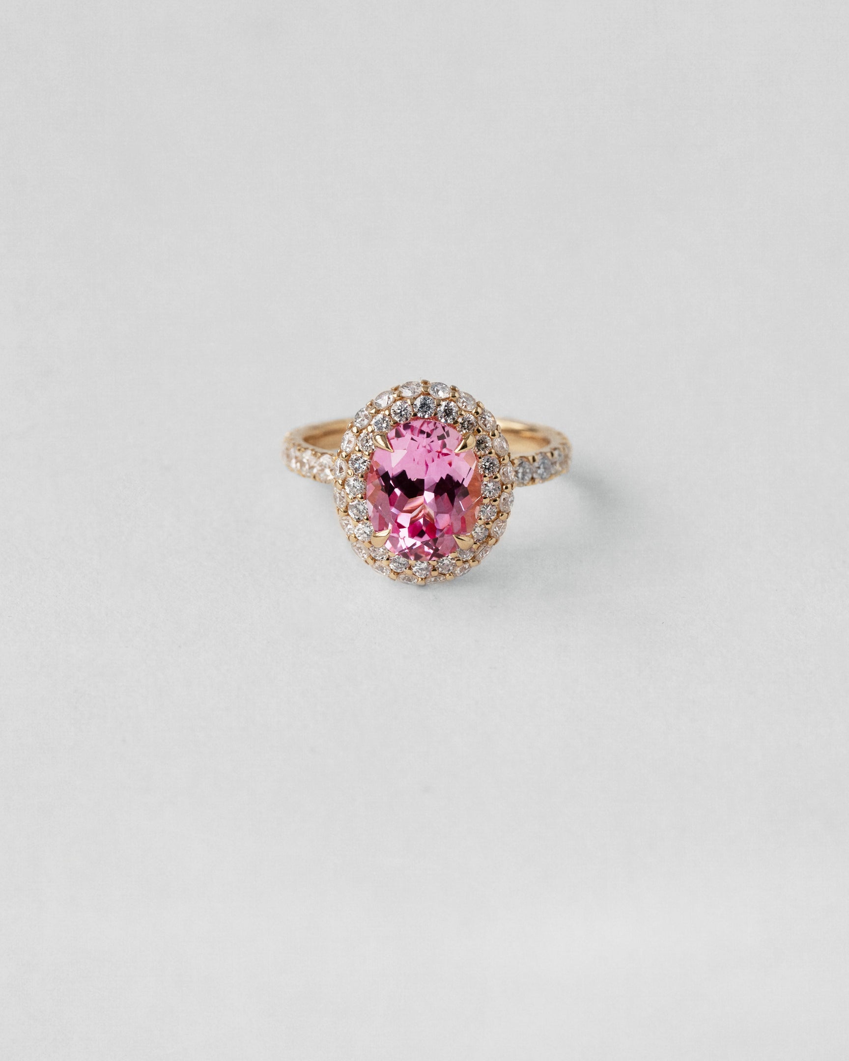 Double Halo Pink Sapphire Ring
