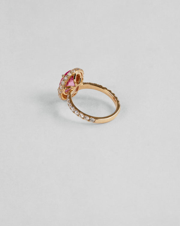 Double Halo Pink Sapphire Ring