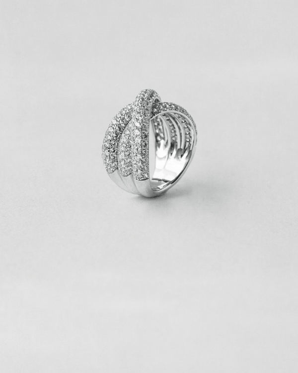 Cross Over Pavé Diamond Ring