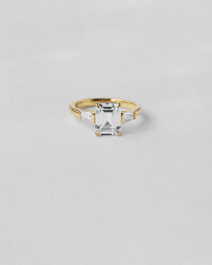 Emerald Cut Three Stone Engagement Ring