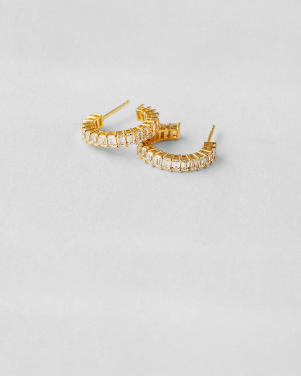 Emerald Cut Half Hoop Earrings