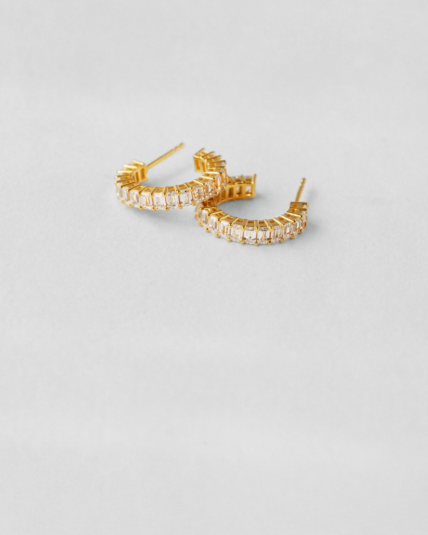 Emerald Cut Half Hoop Earrings