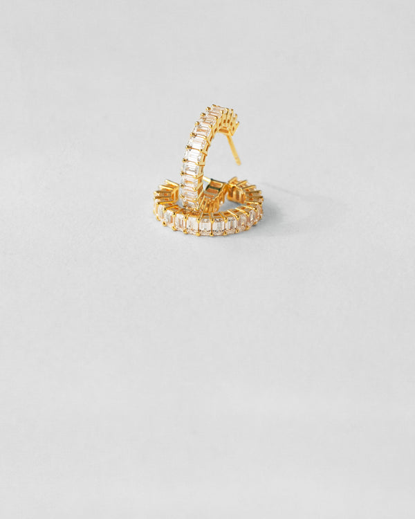 Emerald Cut Half Hoop Earrings