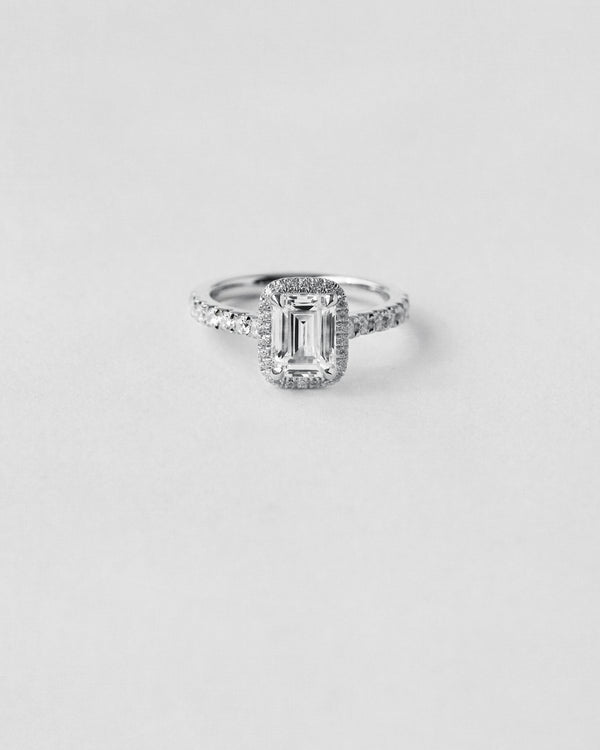 Emerald Cut Halo Engagement Ring